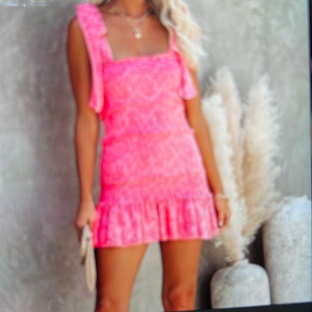 Vici Pink Tiered Ruffle Mini Dress